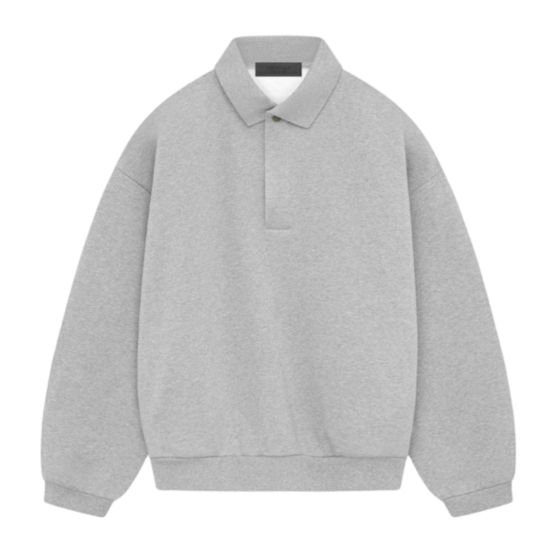 "ESSENTIALS" Long Sleeve Polo Light Heather Grey (SP24)
