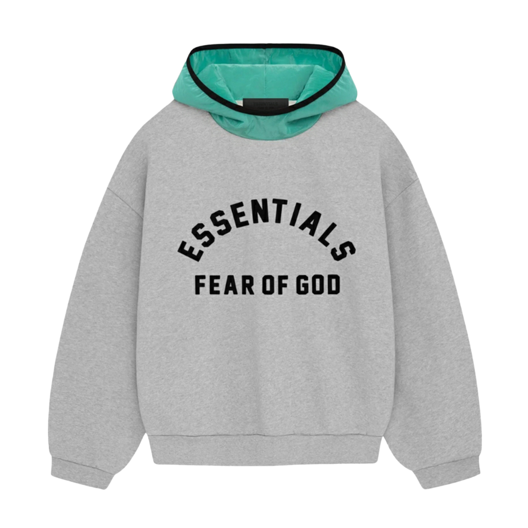 "ESSENTIALS" Hoodie Nylon Fleece Hoodie light Heather Oatmeal/Mint (SS24)